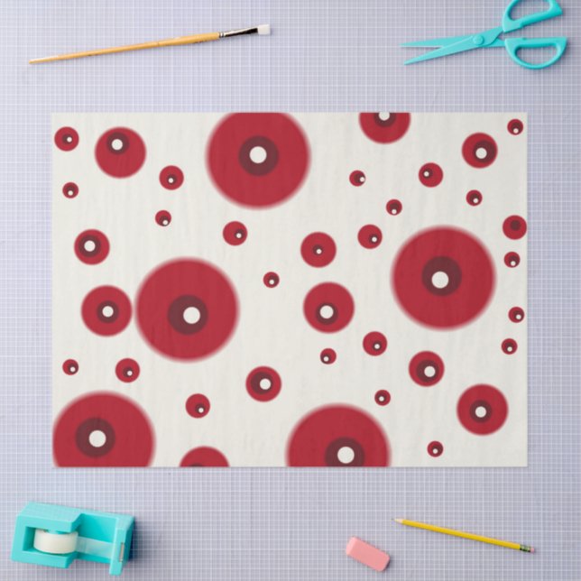 Papel De Seda Ivory Red Dots Funky Pattern Decoupage (Arte )