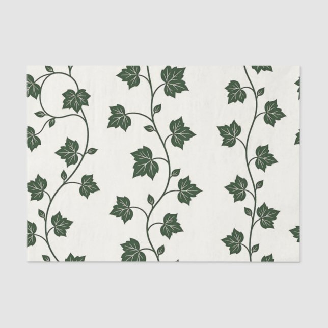 Papel De Seda Ivy Vine Seamless Pattern Classic Green (Frente )
