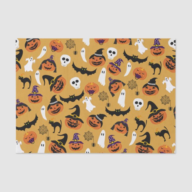 Papel De Seda Jack o Lantern Halloween Padrão (Frente )