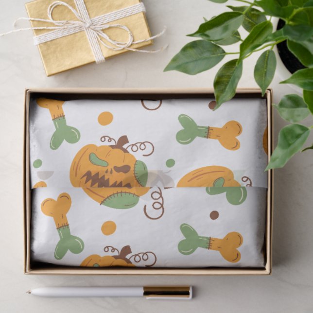 Papel De Seda Jack-o-Lanterna e Ossos Louco Halloween (Presente)