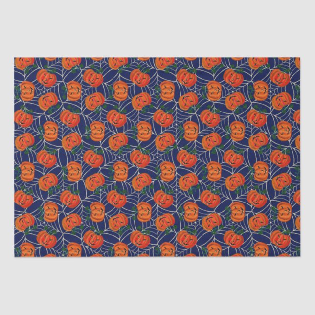 Papel De Seda Jack o'lantern & Cobweb Pumpkin Halloween (Frente )