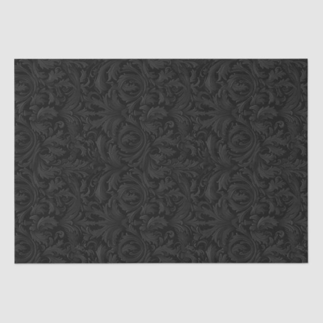 Papel De Seda Jacquard Swirls Decoupage - Black and Cinza (Frente )