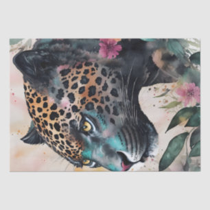Papel De Seda Jaguar Watercolor Arte Floral