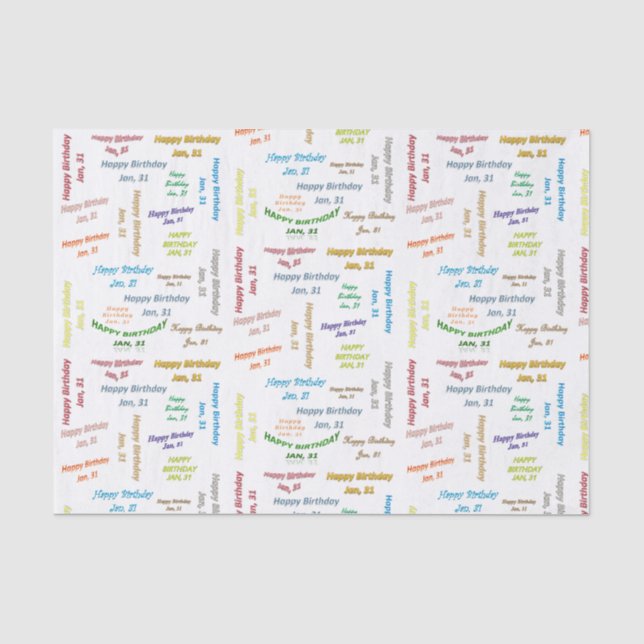 Papel De Seda Janeiro, 31 Aniversário (Frente )