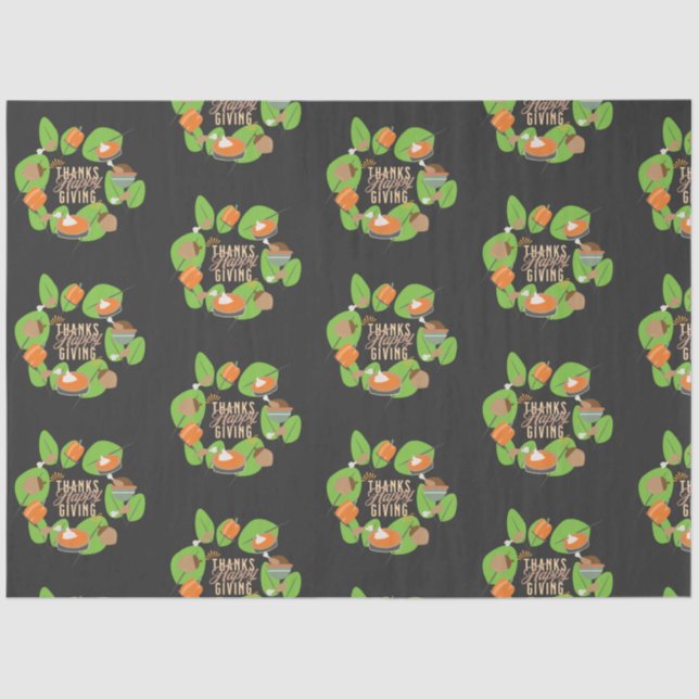 Papel De Seda Janta de Ação de Graças Turquia Pumpkin Cai Greene (Frente )