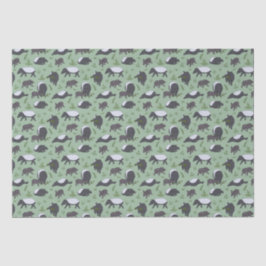 Papel De Seda Janto da família Tapir em Verde