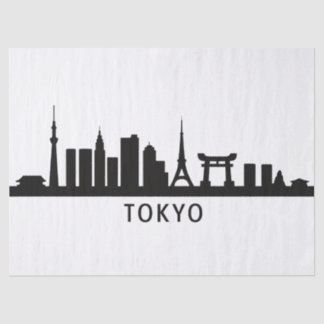 Papel De Seda Japan Cityscape Travel | Tokyo Skyline Silhouette