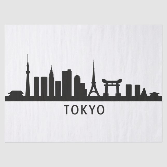 Papel De Seda Japan Cityscape Travel | Tokyo Skyline Silhouette (Frente )