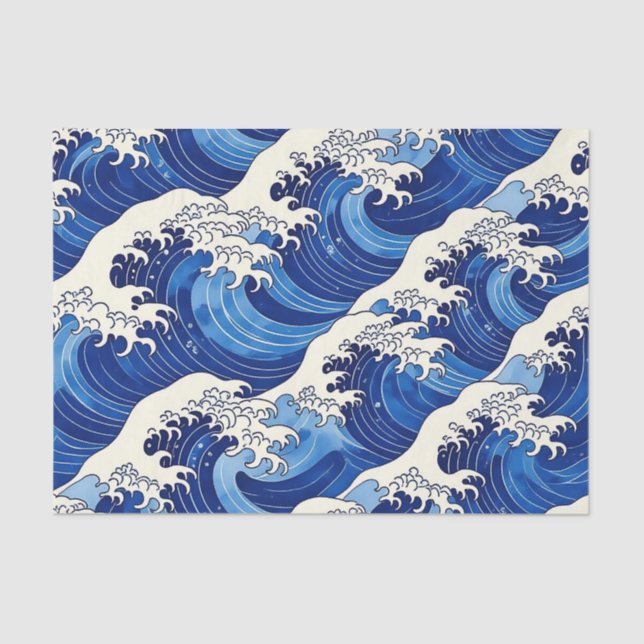 Papel De Seda Japanese Great Wave Pattern Ocean  (Frente )