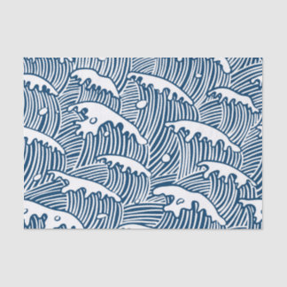 Papel De Seda JAPANESE  WAVE PATTERN IN BLUE Tissue Paper