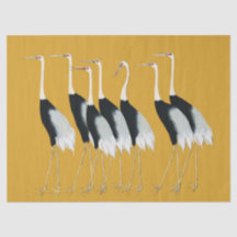 Papel de seda japonês com grous vintage em ouro, a