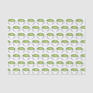 Papel De Seda Japonês Matcha Green Tea Latte Teacup Foodie