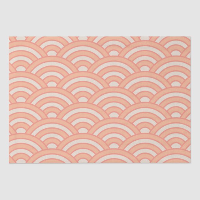 Papel De Seda Japonês Ondas Seigaiha Padrão Peach Fuzz (Frente )