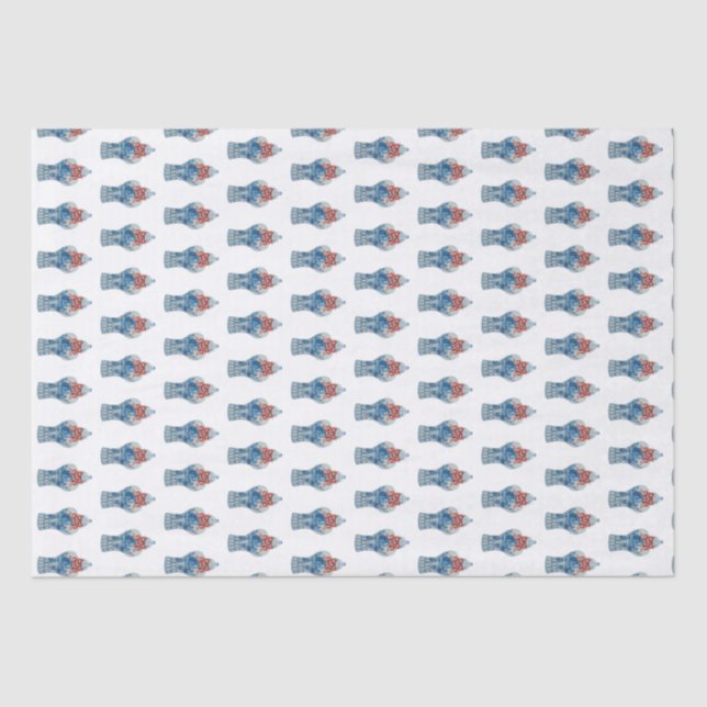 Papel De Seda Jar Pintado de Natal Azul e Branco (Frente )