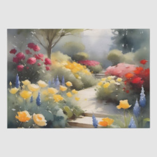 Papel De Seda Jardim bonito com flores azuis de rosas amarelas v