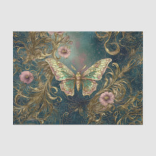 Papel De Seda Jardim da Borboleta Dourada - Jardim Art Nouveau