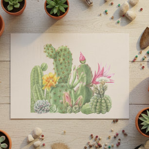 Papel De Seda Jardim de Cactus Cactáceas Sudoeste aquarela