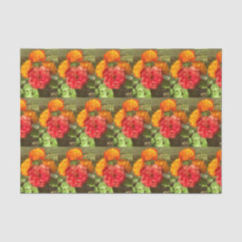 Papel De Seda Jardim De Flor Laranja E Vermelho