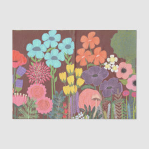 Papel De Seda Jardim de Flores Pintadas Arte Original