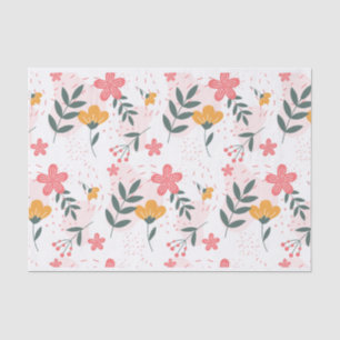 Papel De Seda Jardim de Flores Selvagens Boho Botânico Colorido