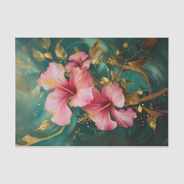 Papel De Seda Jardim de Hibisco Tropical - Colagem Floral Exótic (Frente )