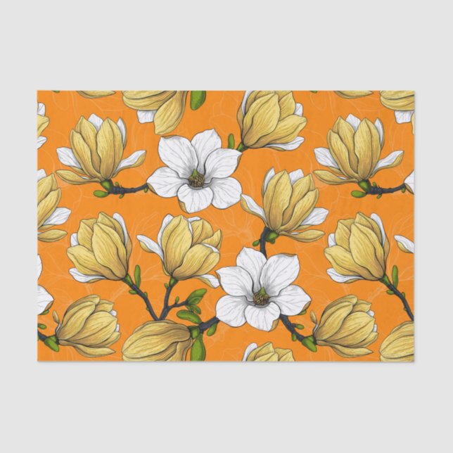Papel De Seda Jardim de Magnolia em amarelo (Frente )