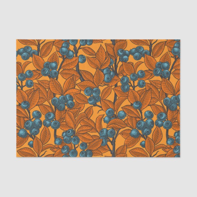 Papel De Seda Jardim de mirtilo, azul e laranja (Frente )