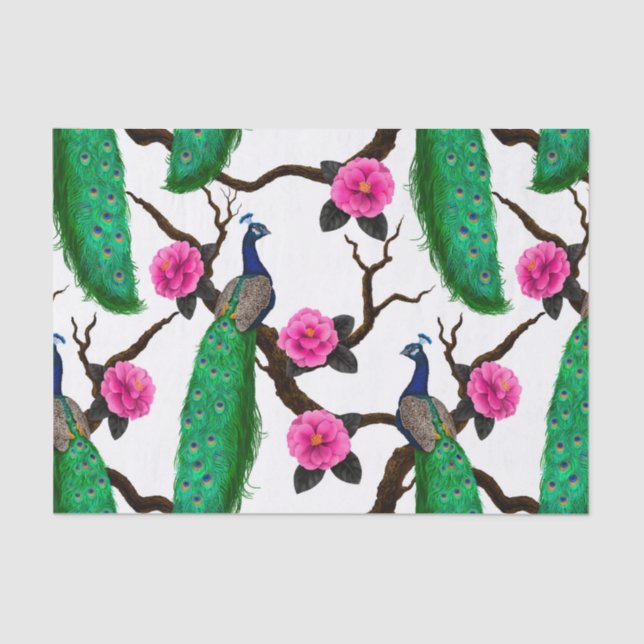 Papel De Seda Jardim de Peacock (Frente )