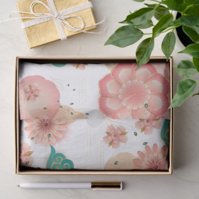 Papel De Seda Jardim de Pêssego do Primavera de Ornamento Floral (Presente)