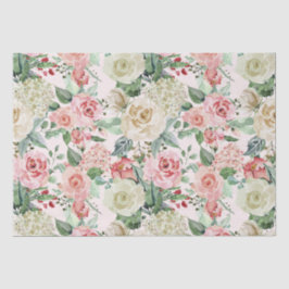 Papel De Seda Jardim de Rosa e Rosa Brancos pintados