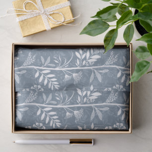 Papel De Seda Jardim de Silhueta de Flor Silvestre Azul Empoeira