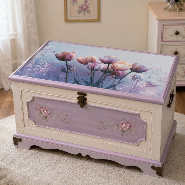 Papel De Seda Jardim de Tulipas Lavanda Corada Decoupage (Criador carregado)