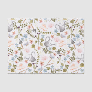 Papel De Seda Jardim de Vintage Watercolor Cottagecore