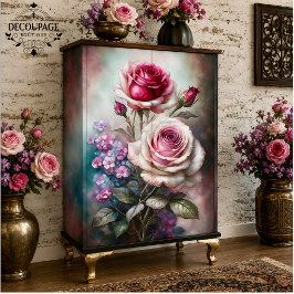 Papel De Seda Jardim do Crepúsculo das Rosas Decoupage