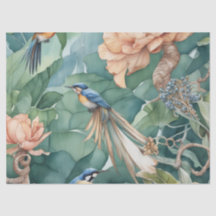 Jardim do Éden com Pássaros e Flores Decoupage Pa