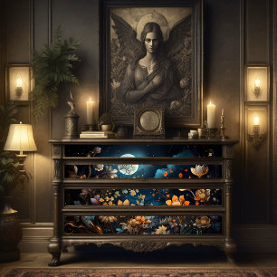 Papel De Seda Jardim Enfeitiçado do Luar da Meia-Noite em Decoup
