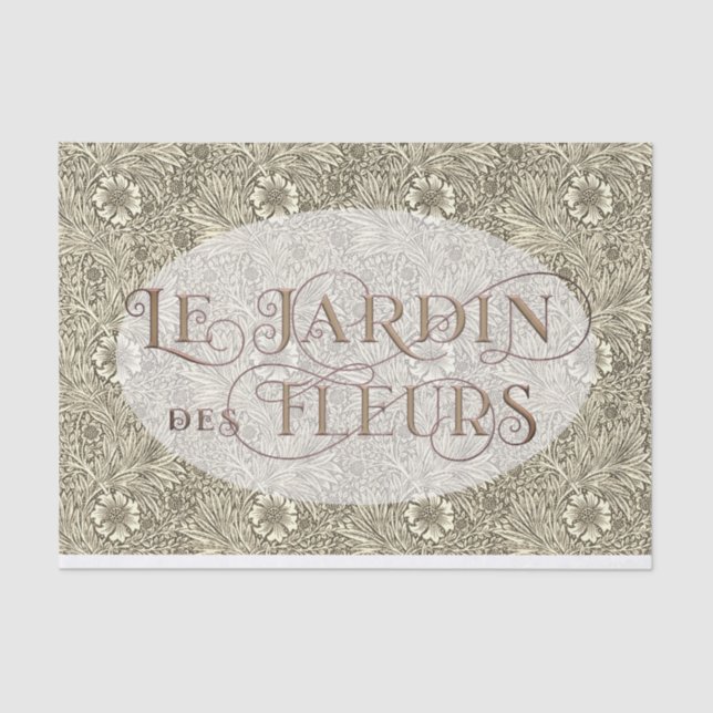 Papel De Seda Jardim Flor Francês Oval William Morris (Frente )