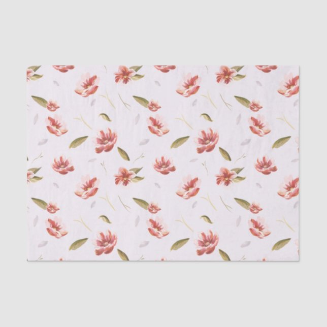 Papel De Seda Jardim Floral Cor de Água Rosa (Frente )