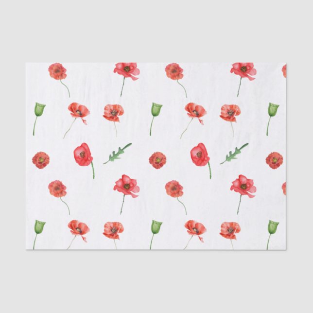 Papel De Seda Jardim Floral das Flores de Água Vermelha (Frente )