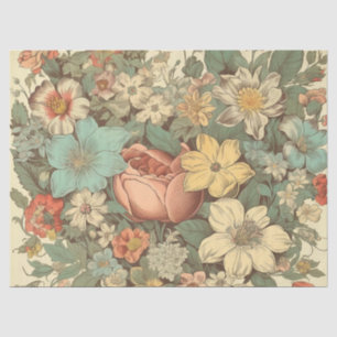 Papel De Seda Jardim Floral de Cottagecore Inspirado na Vintage