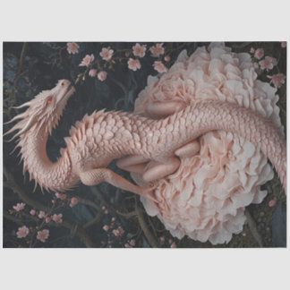 Papel De Seda Jardim Floral do Dragão Rosa