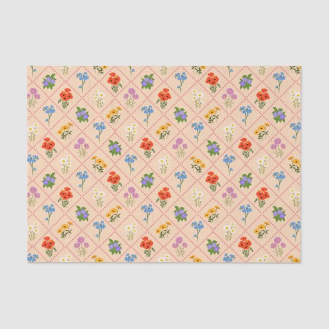 Papel De Seda Jardim Harlequim de Flores Silvestres (Frente )