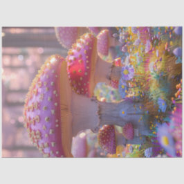 Papel De Seda Jardim Mágico de Descolagem de Cogumelos Rosa