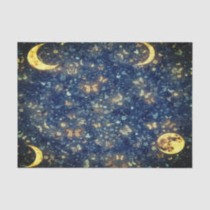Papel De Seda Jardim Noturno Cósmico Brilho Lunar