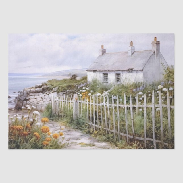 Papel De Seda Jardim Oceânico Costeiro da Casa de Praia (Frente )