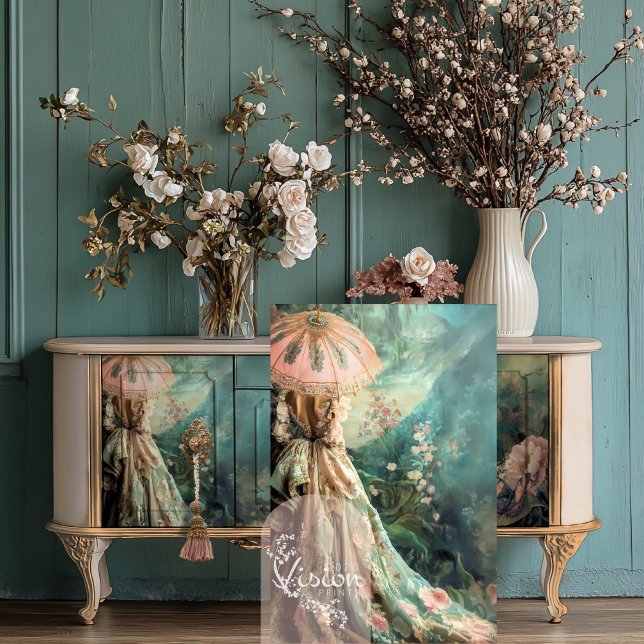 Papel De Seda Jardim Romance Retrato Elegante (Garden Romance Elegant Portrait and Ethereal Scenic Floral Decoupage Tissue Paper)