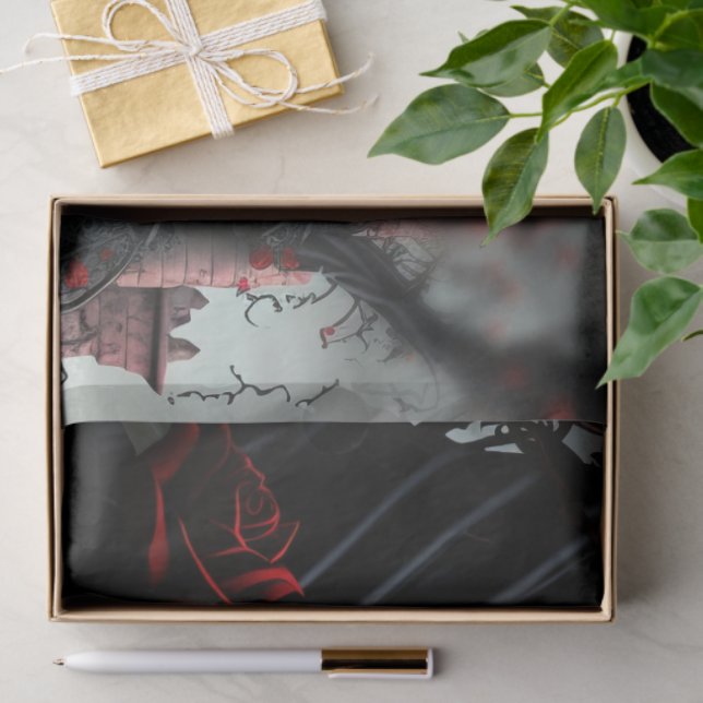 Papel De Seda Jardim Rosa do Cemitério Gótico (Presente)