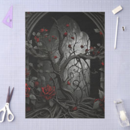 Papel De Seda Jardim Rosa do Cemitério Gótico