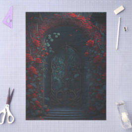 Papel De Seda Jardim Rosa do Cemitério Gótico