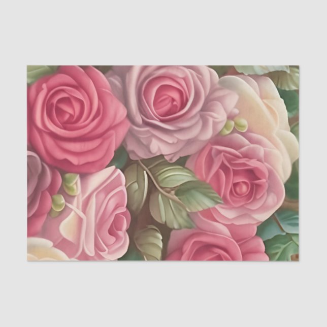 Papel De Seda Jardim Rosa vitoriano - Sangue rosa Pastel (Frente )